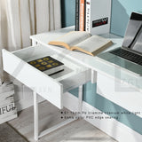 Table ordinateur Bureau Table Console, 2 tiroirs, blanc - ARYAN WHITE A