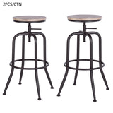 Lot de 2 Tabourets de bar cuisine style industriel avec pieds en métal assise 360° et hauteur réglable repose pieds - ANACLETUS