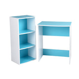 Ensemble de bureau: table bleu et rangement avec étagères pour enfants - ANCUL TURQUOISE