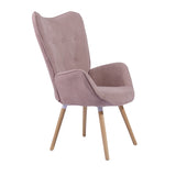 Ensemble de fauteuil scandinave capitonné dossier confortable avec accoudoirs et pouf en tissu rose- KAS OTTOMAN