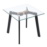 Table basse d'appoint, bout de canapé carré en verre, et pieds en métal - ANONYMOUS