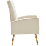 Fauteuil chaise en tissu velours, Pieds chromés couleur dorée pour Salon Chambre Bureau - BEXLEY