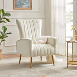 Fauteuil chaise en tissu velours, Pieds chromés couleur dorée pour Salon Chambre Bureau - BEXLEY