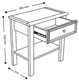 Table de chevet en bois moderne, table de nuit à 2 tiroirs avec 1 étagère ouverte made in France - Camille