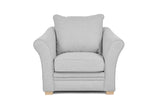 Fauteuil, chaise d'appoint rembourrée en tissu gris, siège salon moderne, avec pieds en bois, pour salon, salle à manger, chambre bureau - CHARME ARMCHAIR
