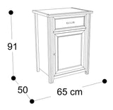 Buffet, table de chevet avec 1 porte/ 1 tiroir Imitation chêne blanchi, fabrication française