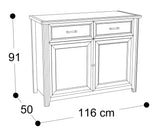 Buffet 2 portes/ 2 tiroirs imitation chêne blanchi, fabrication française