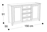 Buffet 2 portes/ 4 tiroirs imitation chêne blanchi, fabrication française