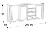 Buffet 3 portes/ 2 tiroirs imitation chêne blanchi, fabrication française