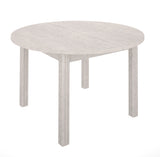 Table ronde imitation chêne blanchi, fabrication française