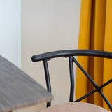 Lot de 2 Tabourets de bar cuisine style industriel avec pieds en métal assise 360° et repose pieds - HAILEY BROWN - 63 CM