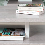Table basse rectangulaire moderne en blanc et chêne cendré fabrication française - AFTER OAK