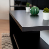 Table basse/Meuble TV design rectangulaire avec étagères made in France - RISTON