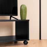 Meuble TV moderne avec compartiment ouvert et 1 tiroir abattant en blanc et noir made in France - SONALY