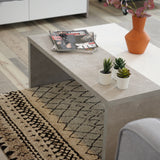 Table basse carrée moderne en béton et blanc brillant made in France - MUFFIN