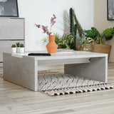 Table basse carrée moderne en béton et blanc brillant made in France - MUFFIN