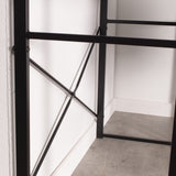 Bureau d'angle en bois et métal noir avec étagère intégrée ordinateur/pc - BELSON BK