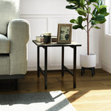 Bout de canapé rectangulaire en métal et bois foncé style industriel - GRECO WOOD COFFEE TABLE SMALL B