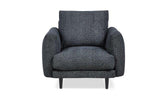 Fauteuil, chaise d'appoint rembourrée en tissu, siège salon moderne, avec pieds en métal, pour salon, salle à manger, chambre bureau, en gris foncé - MARTUM SINGLE