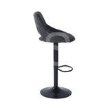 Lot de 2 Tabourets de bar, chaise haute siège réglable, ajustable vérin gaz, avec repose-pied, Tissu microfibre et métal Peinture noir - TORIN