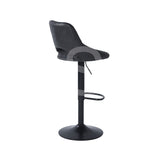 Lot de 2 Tabourets de bar, chaise haute siège réglable, ajustable vérin gaz, avec repose-pied, Tissu microfibre et métal Peinture noir - TORIN