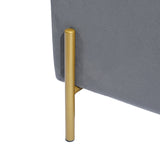 Banc de rangement contemporain avec coffre de rangement, en velours gris et métal doré - TUDOR GREY