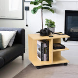 Table basse/Bout de canapé, meuble TV, table café roulante avec les rangements à roulettes - WENDY BEECH
