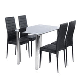 Ensemble table salle à manger, 1 table et 4 chaises, Style scandinave, Plateau en Verre trempé noir, Structure métal - XACHARIA LMKZ