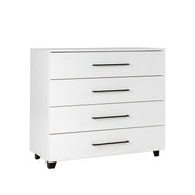 Storage chest with 4 drawers in white gloss effect made in France - CASSIOPE