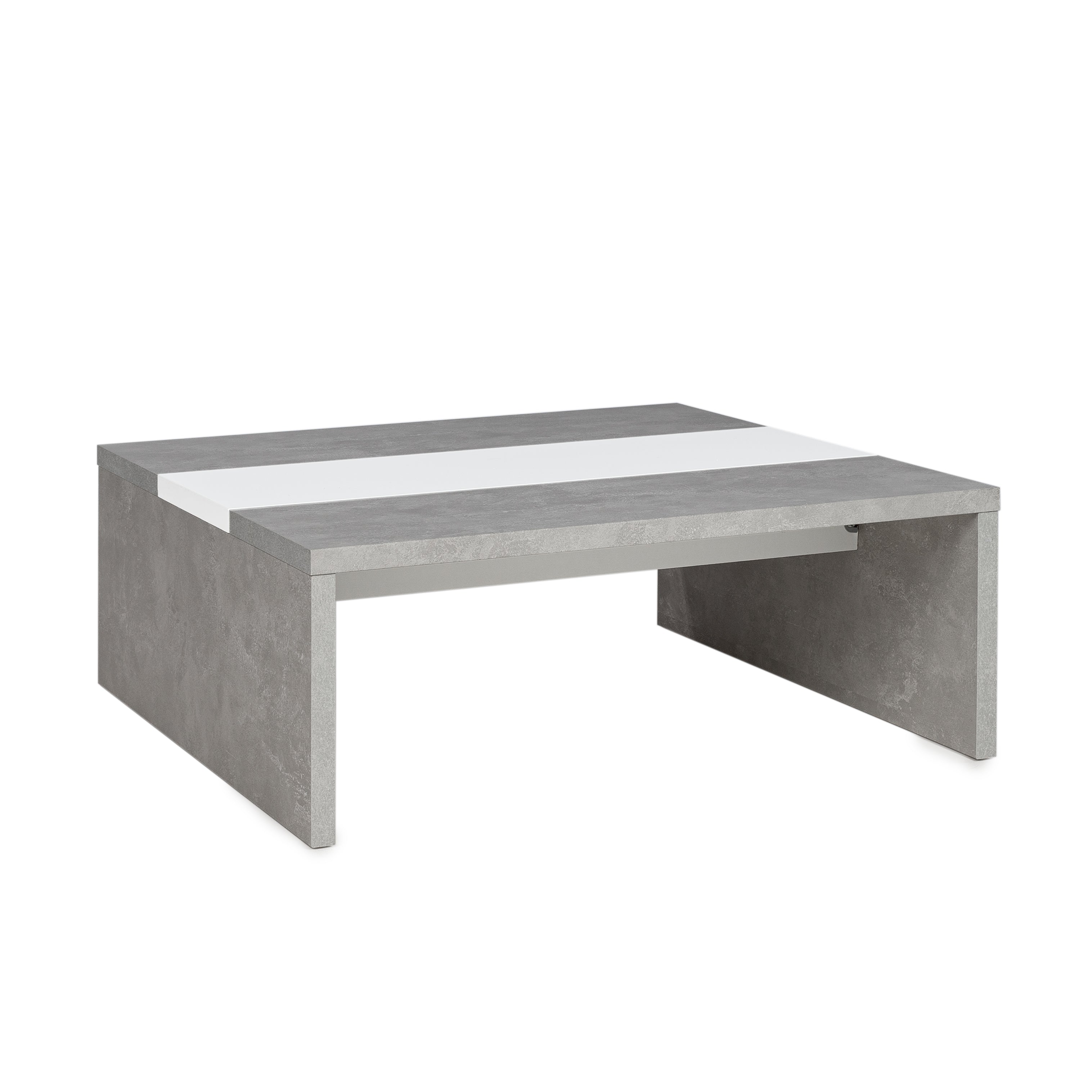 Modern Square Coffee Table in Concrete and Glossy White Made in France - MUFFIN