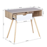 Bureau d'ordinateur avec 1 tiroir en blanc et bois - ULTRON DESK