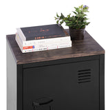 Bedroom bedside table with storage and industrial style shelf with wooden top - GRAVES MDFT