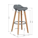 Set of 2 bar stools with footrest, JASMINE