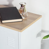 Bedroom bedside table with storage and industrial style shelf with wooden top - GRAVES MDFT