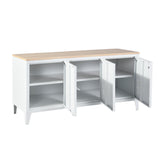 Metal TV cabinet/Buffet living room with 3 doors and wooden top with shelves - MATAPOURI MDFT