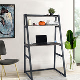 Industrial Style Shelf Desk, Two Levels, in Wood and Metal - BLUME HM LMKZ