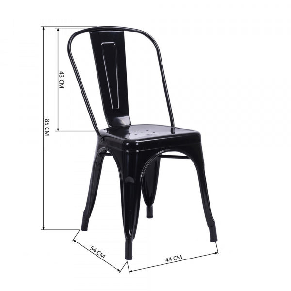 Set of 2 industrial dining room chairs in black metal - MILEHOUSE BLACK