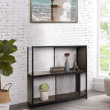 Industrial kitchen shelving unit with storage and sliding doors on 2 levels - EMELY 3