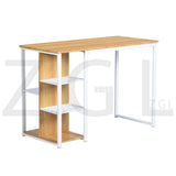 Computer/PC desk in oak and metal, large and refined with integrated shelves - JESUSA A