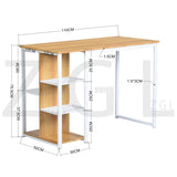 Computer/PC desk in oak and metal, large and refined with integrated shelves - JESUSA A