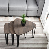 Set of 3 metal and wood industrial style nesting coffee tables - KAUWHATA MDF JM