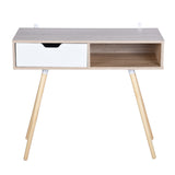 Computer desk with 1 drawer in white and wood - ULTRON DESK