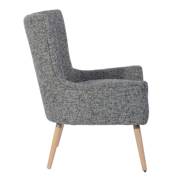Contemporary padded armchair with comfortable backrest and fabric armrests - THORNE