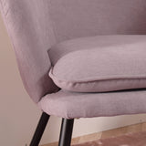 Wide and comfortable side chair with armrests for bedroom and living room in pink fabric - DIXIER PINK