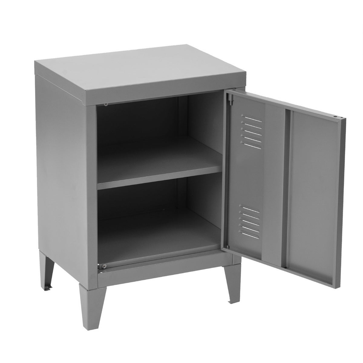 Metal bedside table with storage and industrial style shelf - GRAVES SOLO