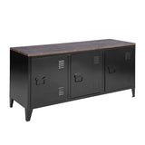 Metal TV cabinet/Buffet living room with 3 doors and wooden top with shelves - MATAPOURI MDFT