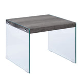 Set of 2 nesting coffee tables, side table in wood and glass - HUBERT