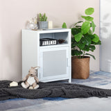 Bedroom bedside table in white metal with storage and industrial style shelf, 1 mesh door - ISAIAH WHITE