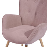 Set of padded Scandinavian armchair comfortable backrest with armrests and pouf in pink fabric - KAS OTTOMAN