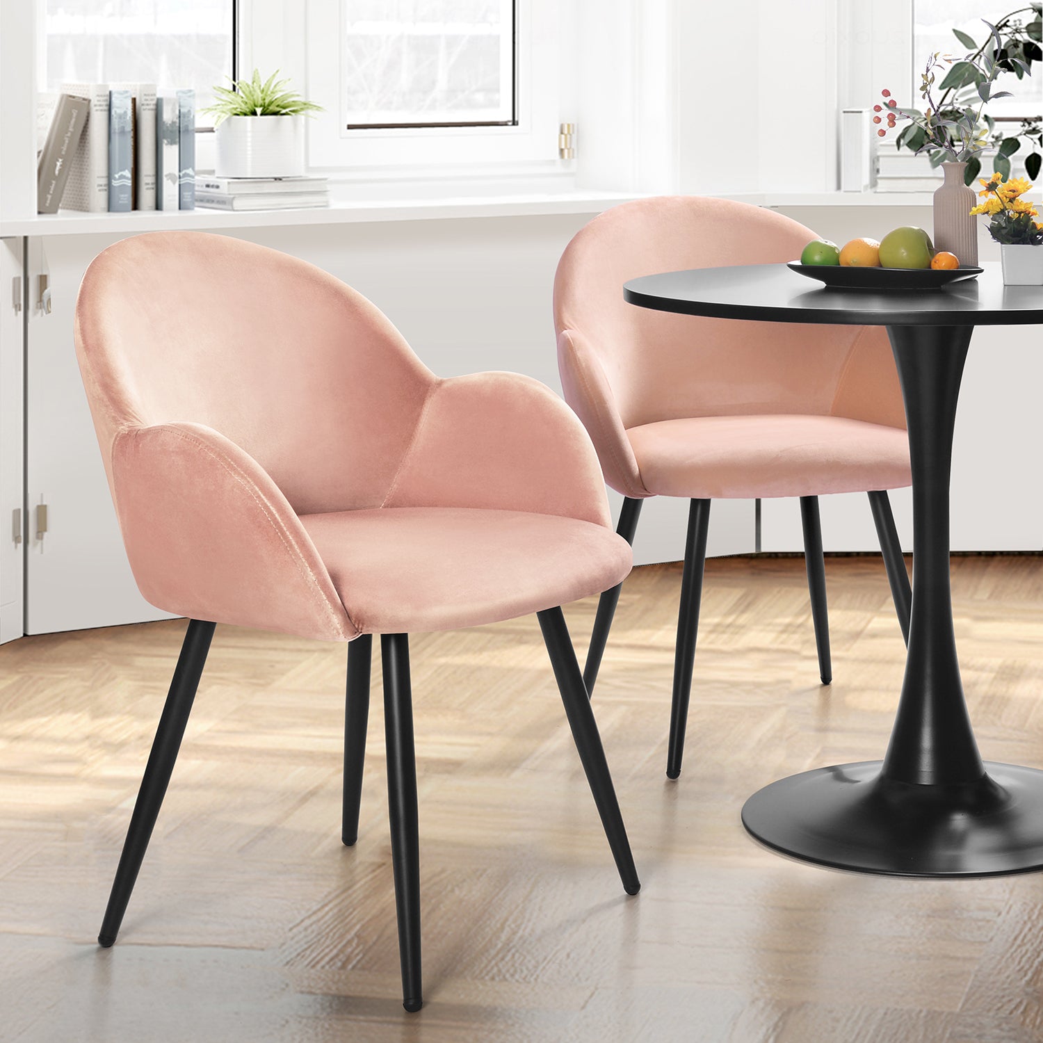 Set of 2 Scandinavian dining chairs in pink fabric - CHIOZZA EVENING SAND